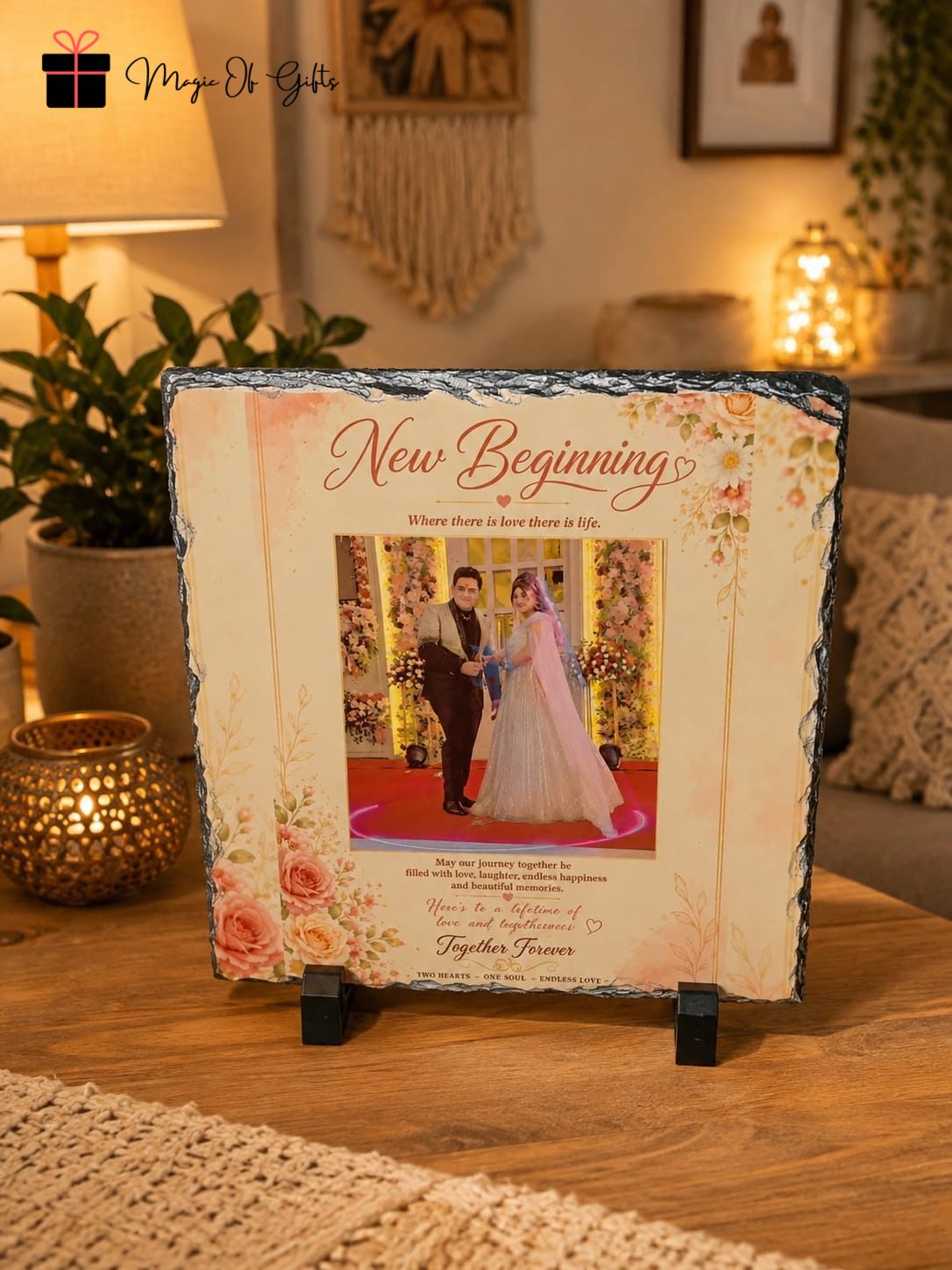 Personalized Square Photo Stone Plaque – Birthday & Anniversary Gift | 30 Min Delivery Noida & Indirapuram